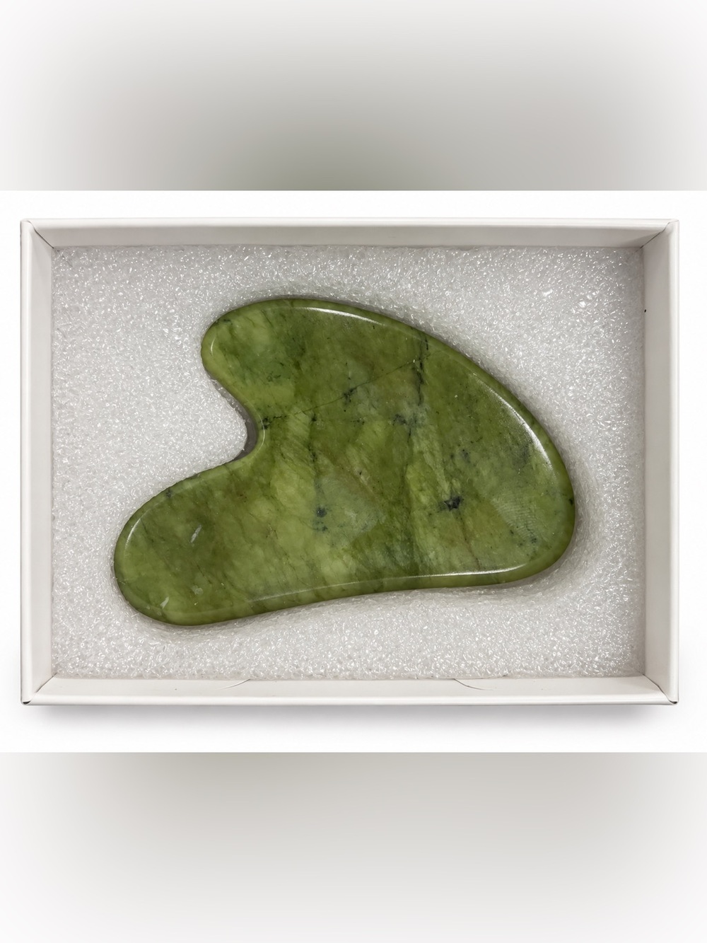 Green Jade Gua Sha Massager - Polished Stone Facial Tool